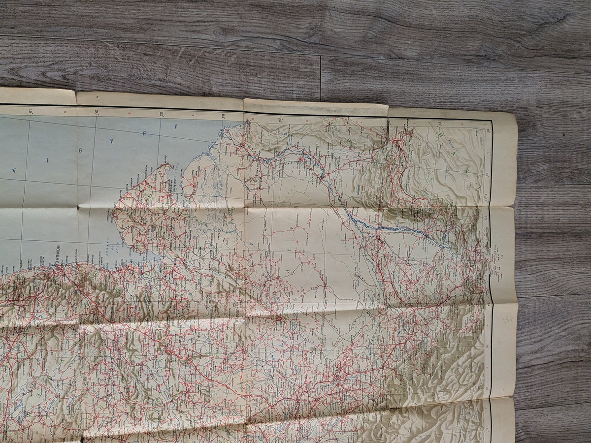 Vintage Survey of India - Road Map of India - 1942 WW II Era - See Details