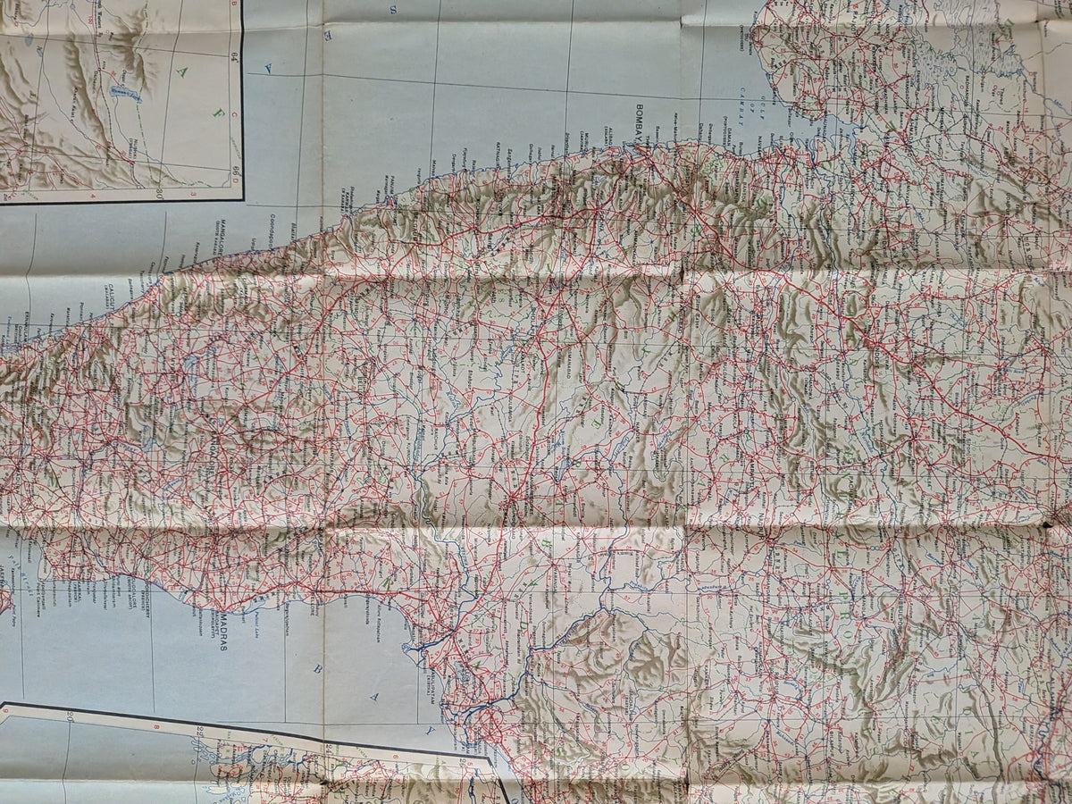 Vintage Survey of India - Road Map of India - 1942 WW II Era - See Details