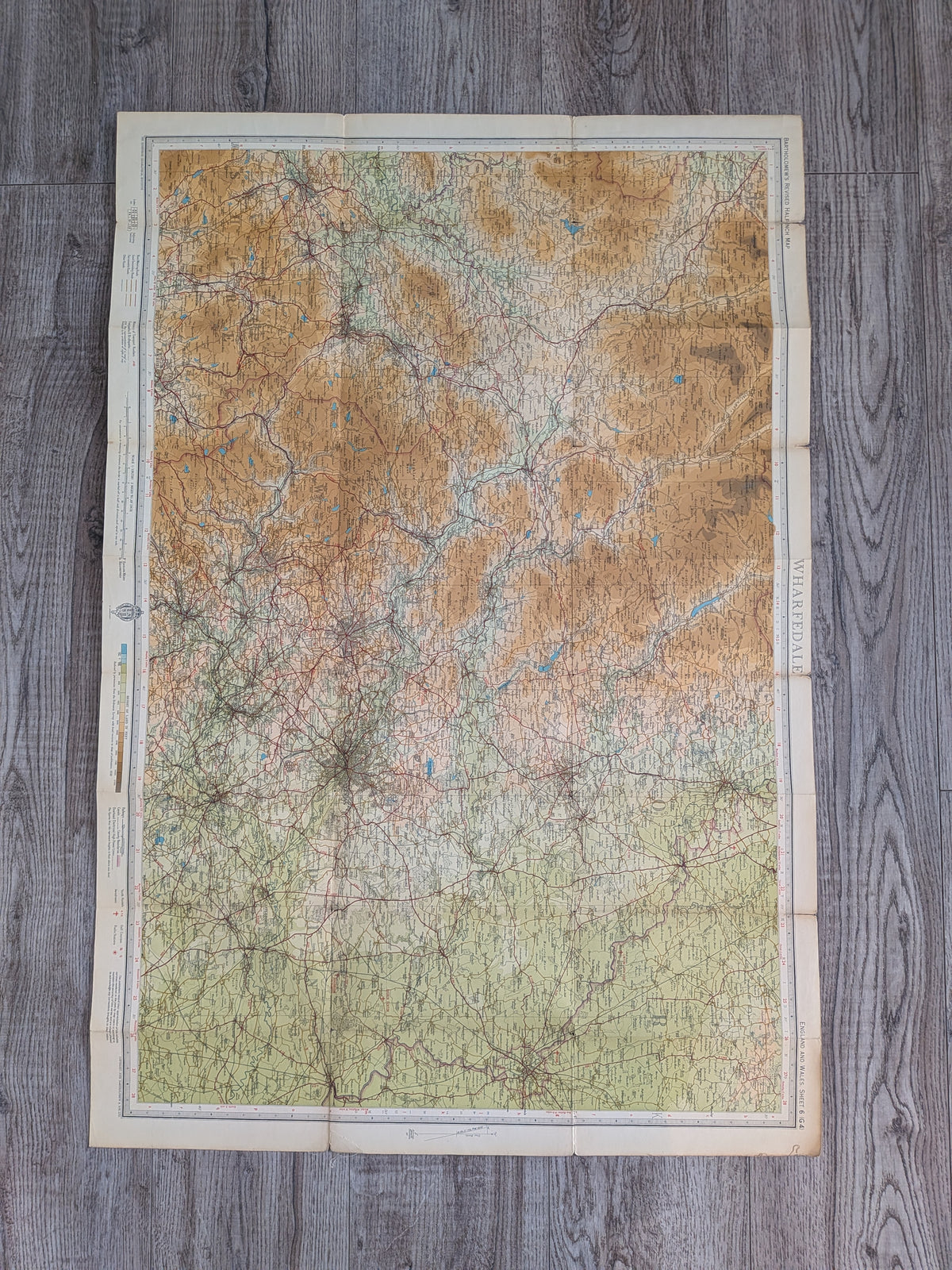 Vintage Bartholomew’s Revised "Half-Inch" Contoured Map - Wharfedale