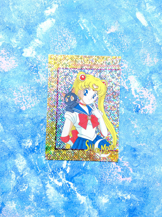 Vintage Sailor Moon Gold Prism Series 2 Sticker - Usagi/Luna - 1999