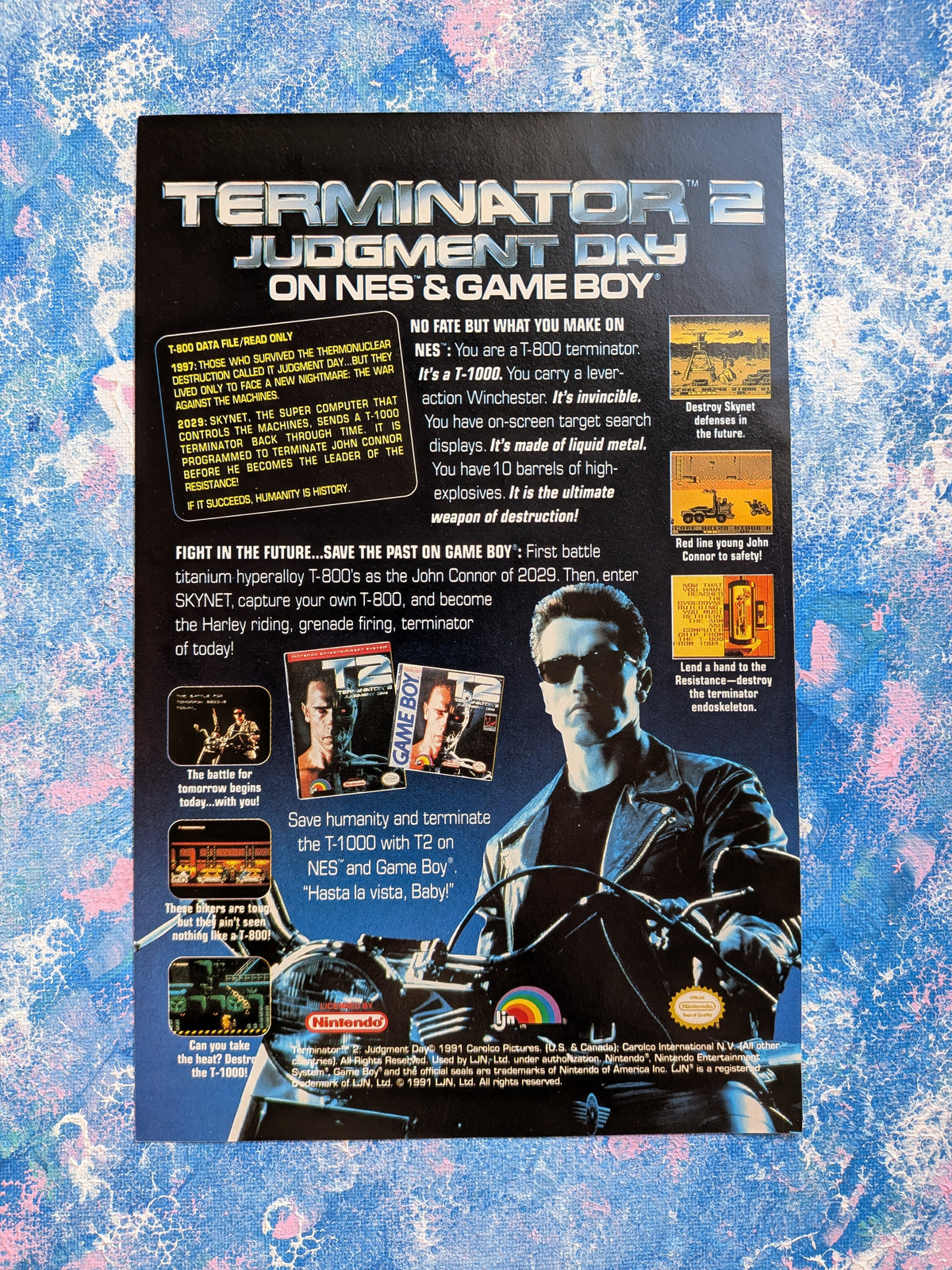 Vintage Terminator 2 Nintendo Nes/Gameboy Game 1991 Advert - See Details