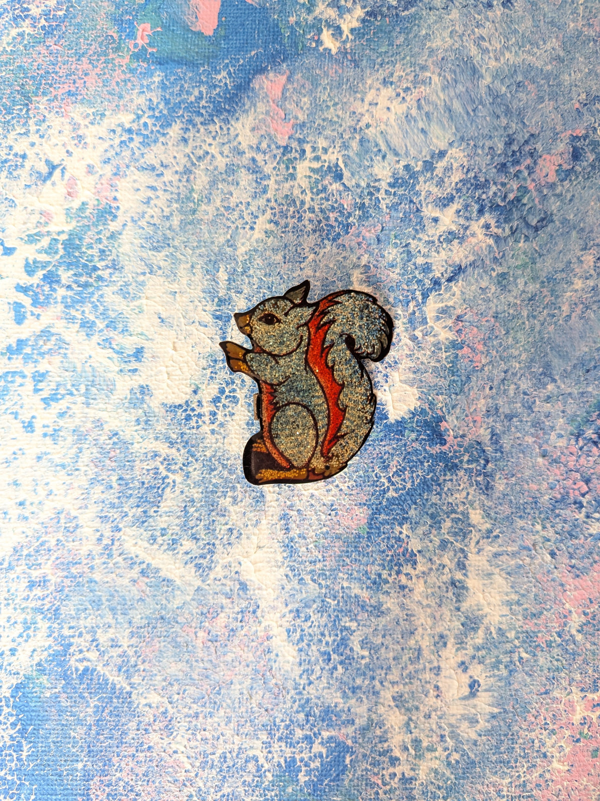 Vintage Multicoloured Squirrel Metal Badge