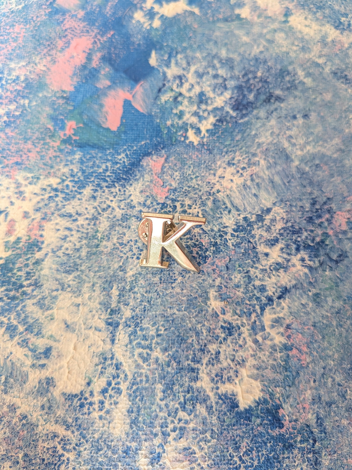 K Letter/Initial Silver-Coloured Metal Pin Badge