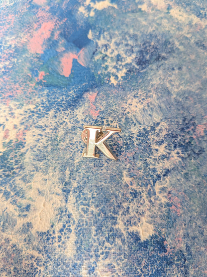 K Letter/Initial Silver-Coloured Metal Pin Badge