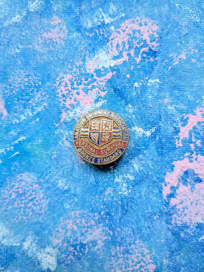 Vintage Amateur Swimming Association Personal Survival Bronze Standard Enamel Badge