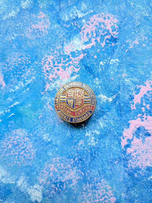 Vintage Amateur Swimming Association Personal Survival Bronze Standard Enamel Badge
