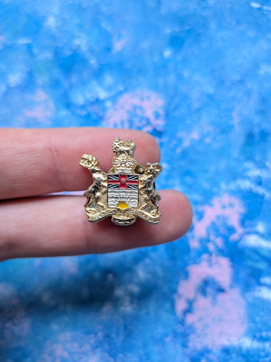 Vintage British Columbia Coat of Arms Metal Pin Badge