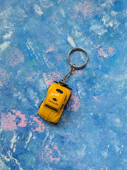 Vintage Canada Maple Leaf Yellow Die-Cast Keyring/Keychain