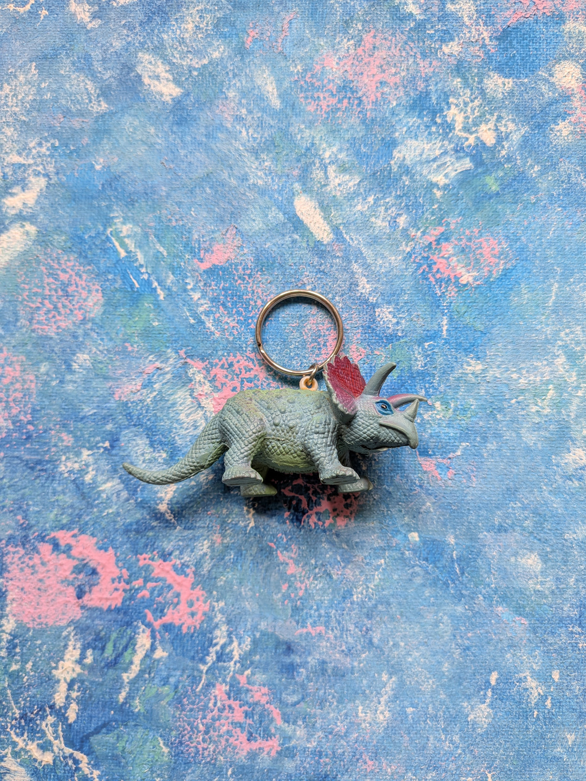 Vintage Triceratops Dinosaur Keyring - 1972 - Inpro