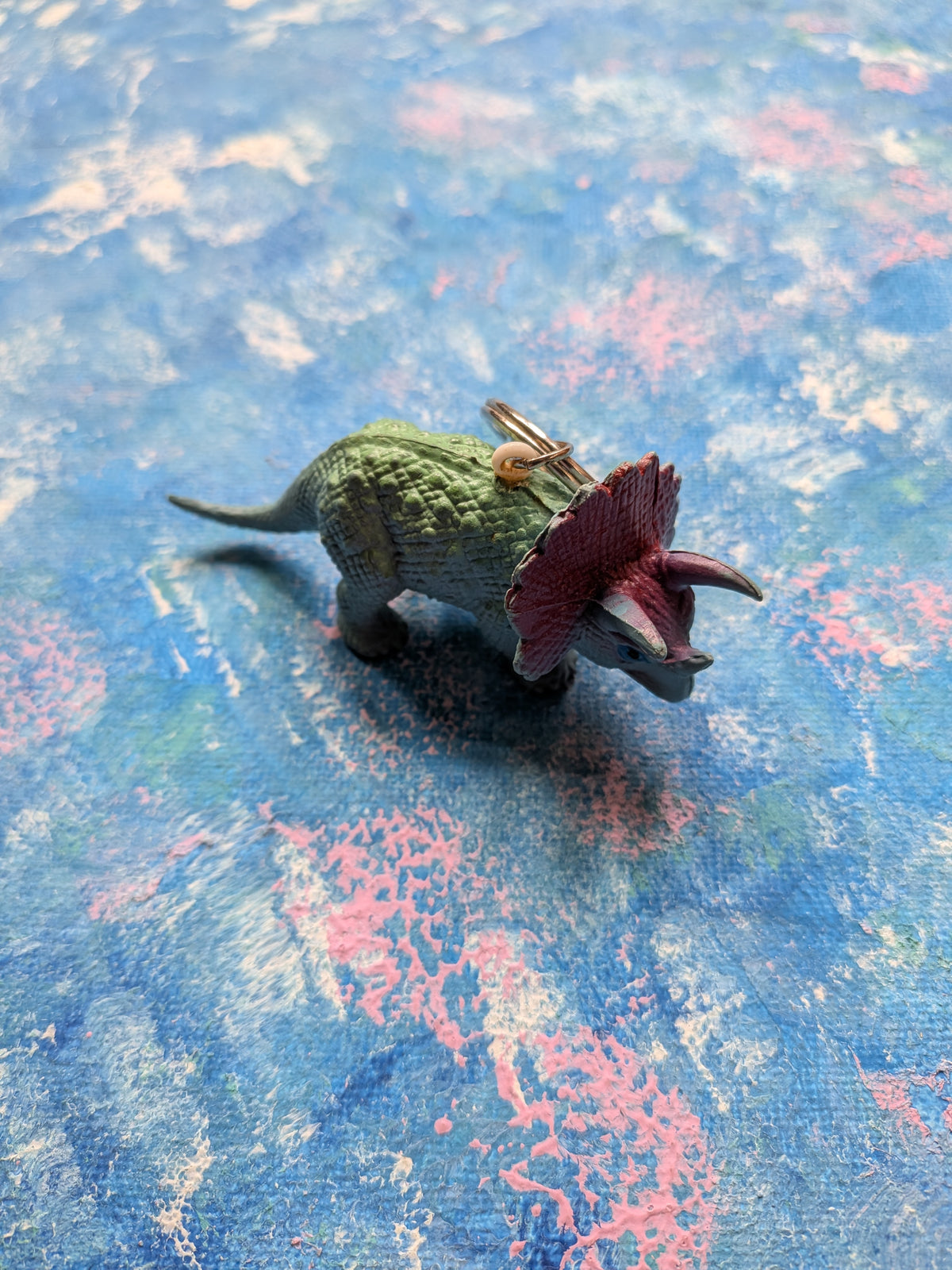 Vintage Triceratops Dinosaur Keyring - 1972 - Inpro