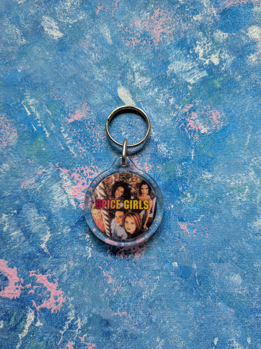 Vintage Spice Girls Double-Sided Photo Round Keyring - Late 1990's