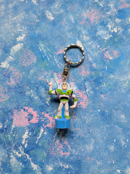 Vintage Toy Story Buzz Lightyear Plastic Keyring - 1990's - Disney/Pixar