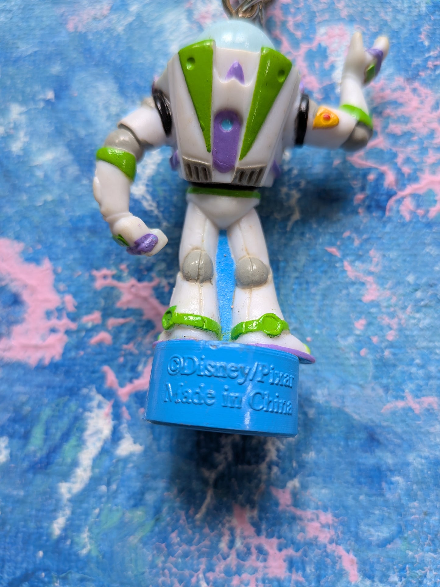 Vintage Toy Story Buzz Lightyear Plastic Keyring - 1990's - Disney/Pixar