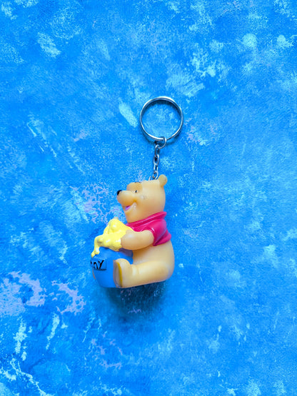 Vintage Winnie The Pooh with Honey Pot Plastic Keyring - 1990s - Disney