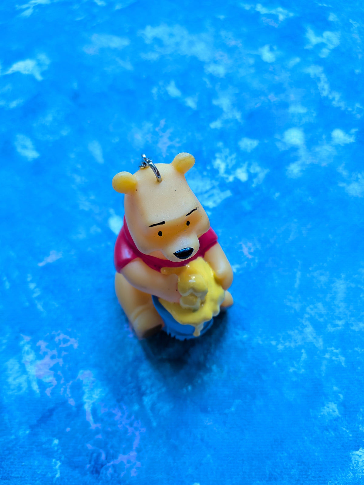 Vintage Winnie The Pooh with Honey Pot Plastic Keyring - 1990s - Disney