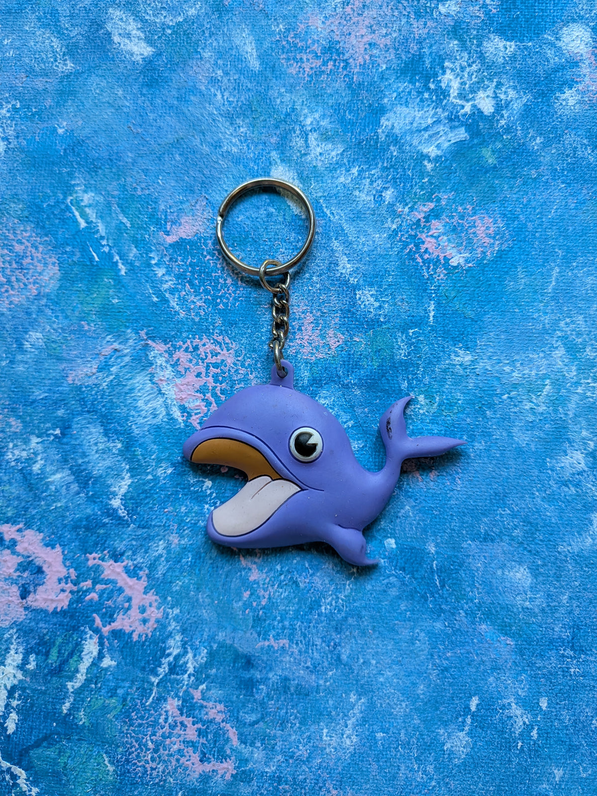 Purple Cartoon Whale Rubber Novelty Keyring/Keychain