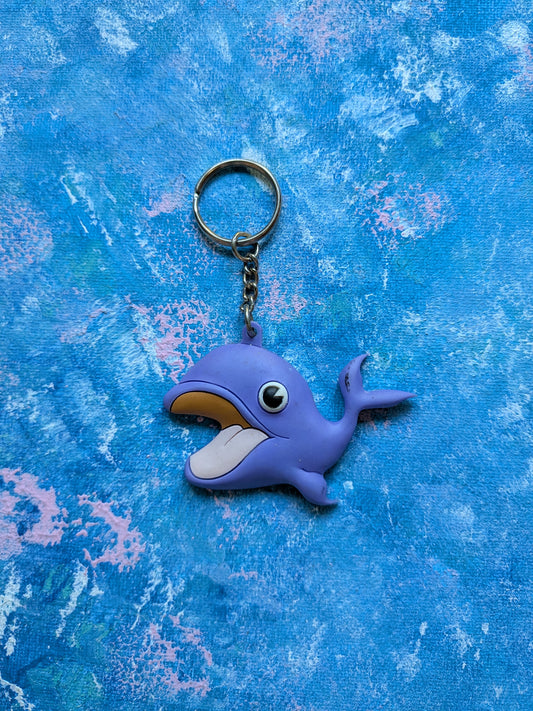 Purple Cartoon Whale Rubber Novelty Keyring/Keychain