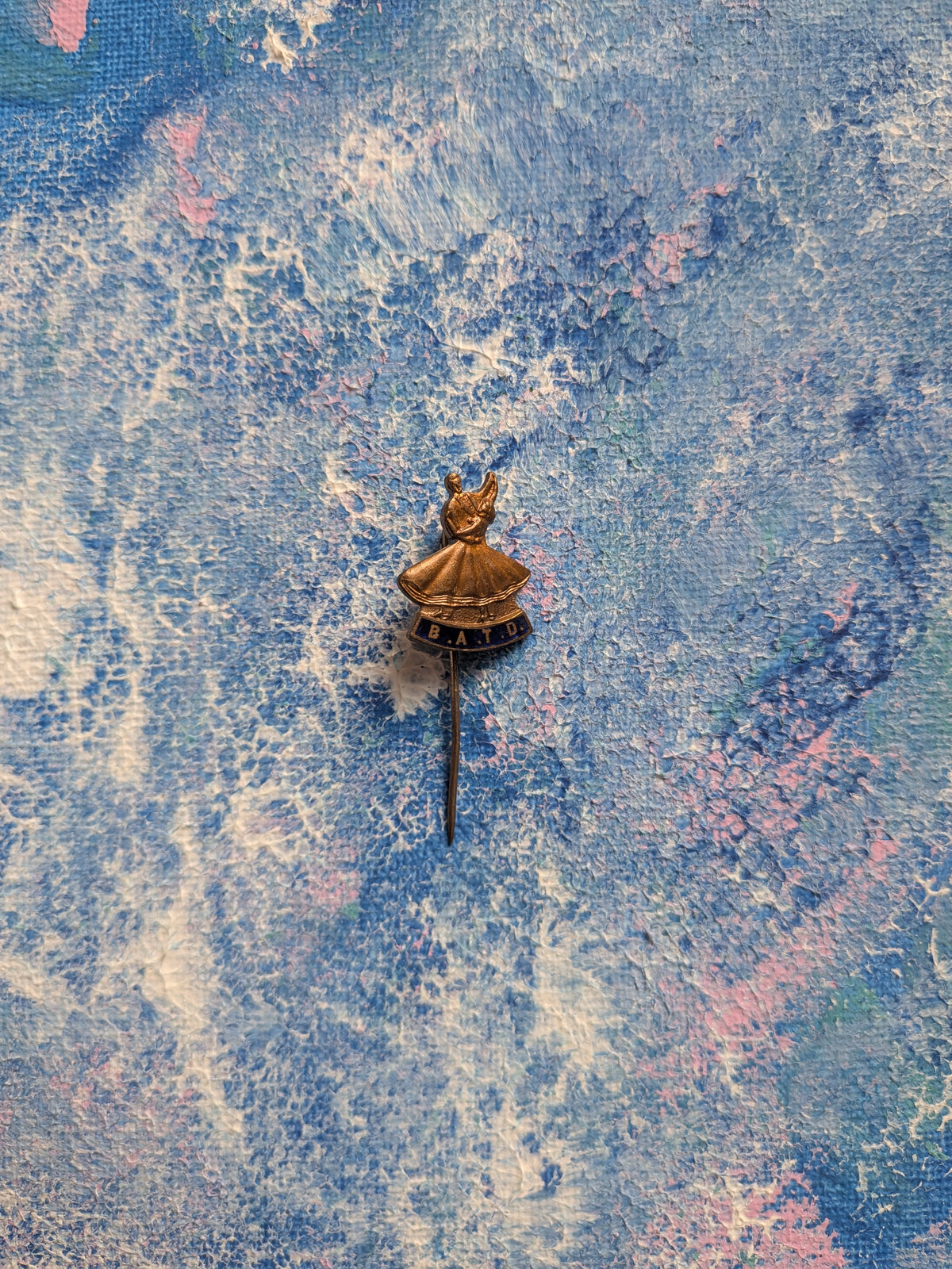 Vintage British Association of Teachers of Dancing Gold-Tone Metal Lapel Stick Pin
