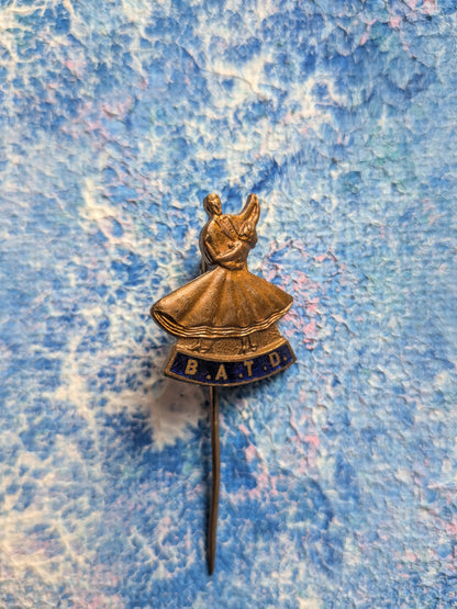 Vintage British Association of Teachers of Dancing Gold-Tone Metal Lapel Stick Pin
