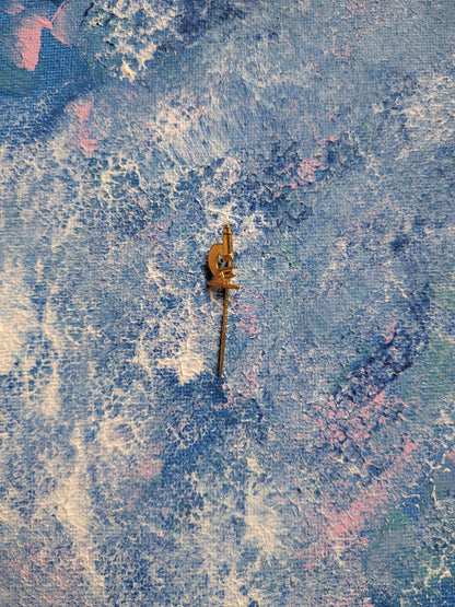 Vintage Gold-Tone Microscope Metal Lapel/Tie Stick Pin