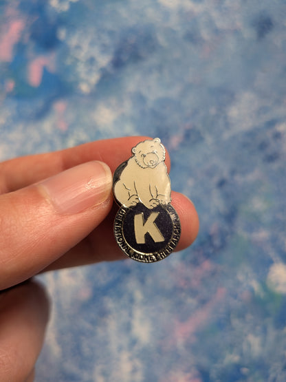 Vintage National Kidney Research Fund Polar Bear Mascot Enamel Pin Badge