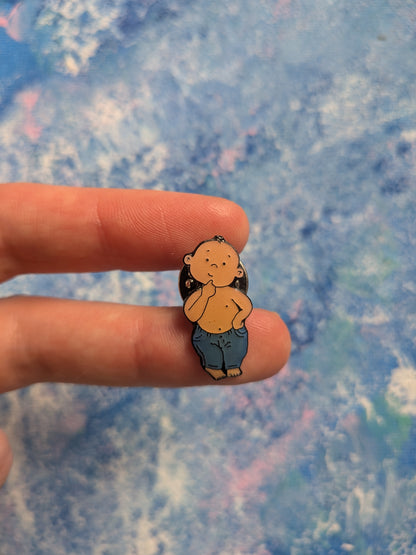 Vintage Jeans for Genes Day Baby Mascot Enamel Pin Badge - 1998