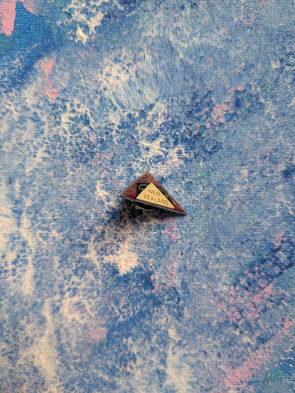 Vintage New Zealand Triangle-Shaped Travel Souvenir Enamel Pin Badge