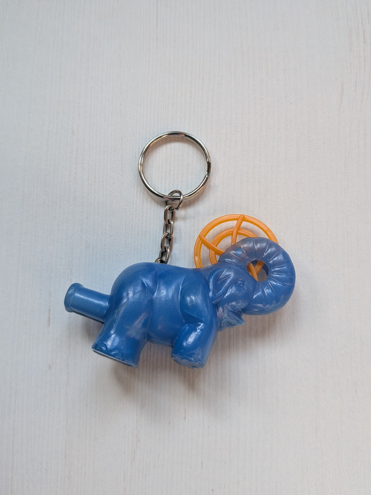 Vintage Blue Elephant Whistle Plastic Retro-Style Novelty Keyring