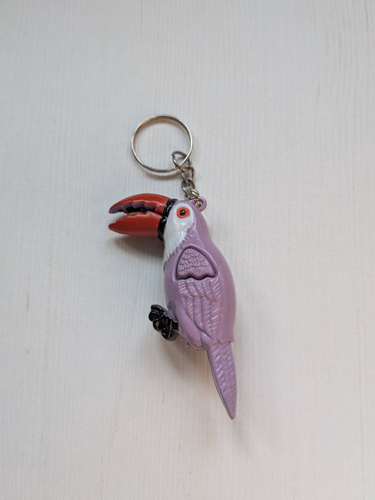 Vintage Lilac Toucan Bird Plastic Retro-Style Novelty Keyring