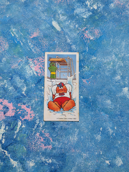 Vintage Sugar Puffs Cereal Honey Monster Crazy Games Cards No. 3 - Diving - 1982