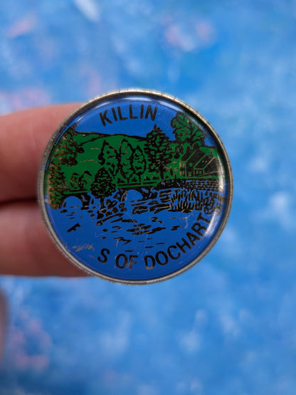 Vintage Falls of Dochart Killin Scotland Travel Souvenir Enamel Badge