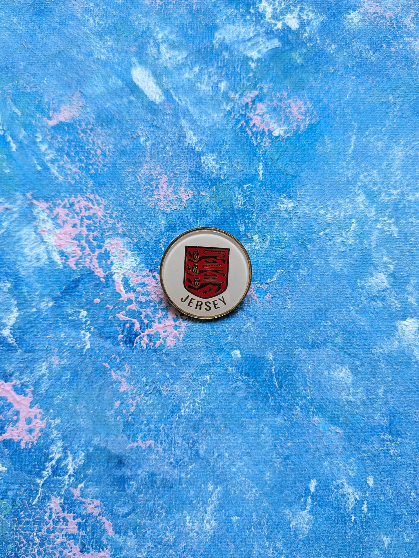Jersey Coat of Arms White Enamel Pin Badge