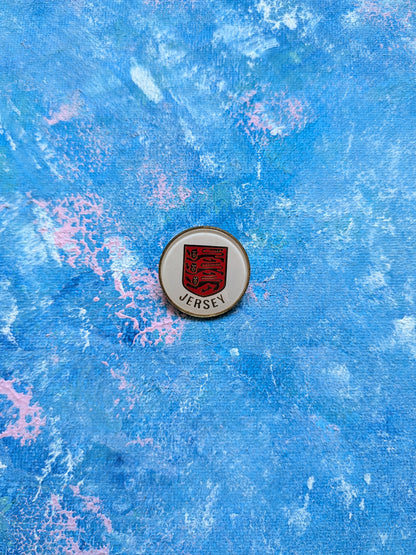 Jersey Coat of Arms White Enamel Pin Badge
