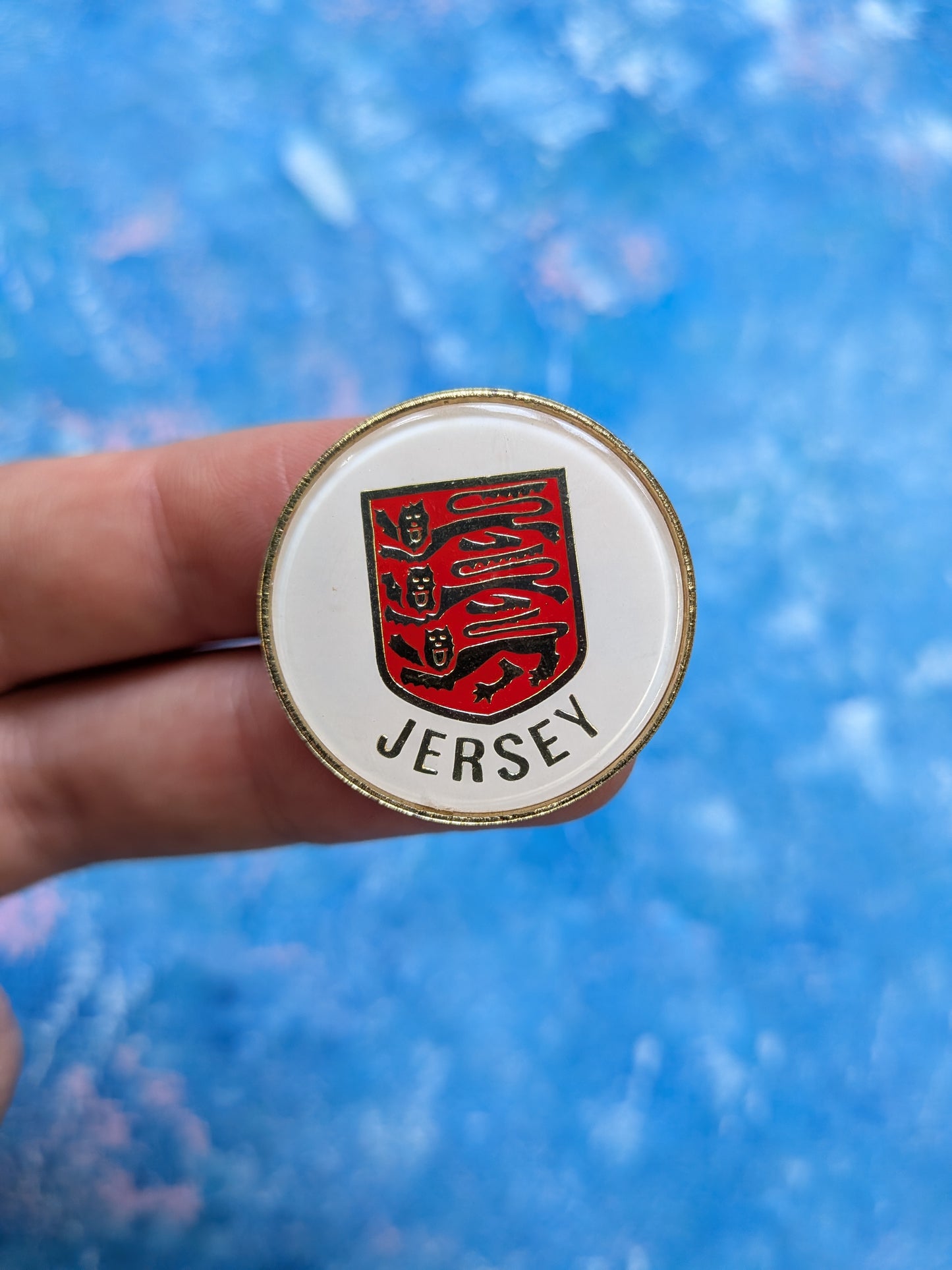 Jersey Coat of Arms White Enamel Pin Badge