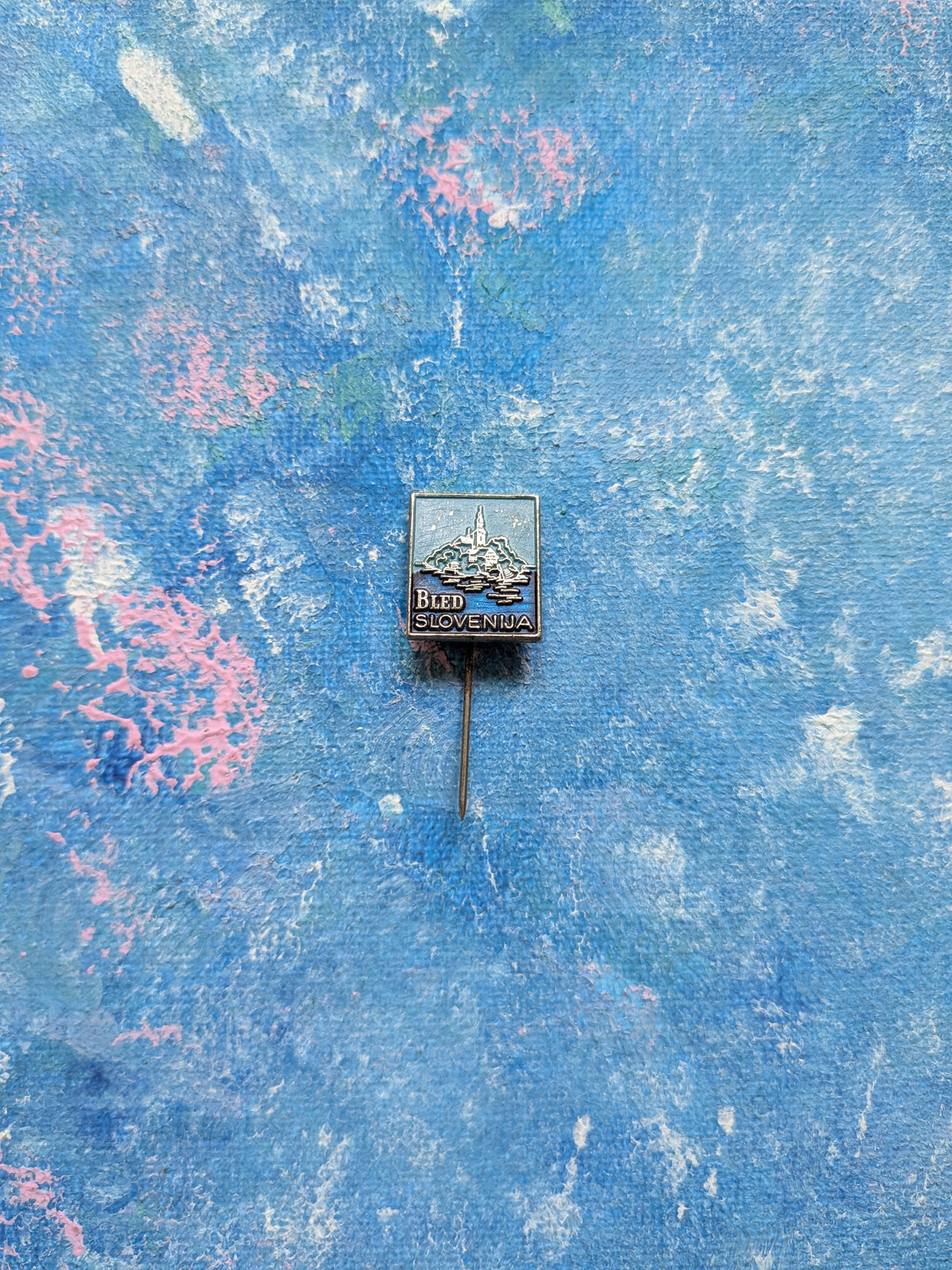 Vintage Bled Island Slovenia Souvenir Metal Lapel Stick Pin - 1970s