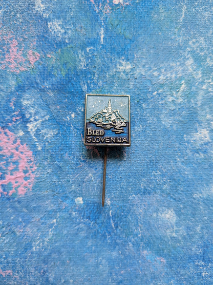 Vintage Bled Island Slovenia Souvenir Metal Lapel Stick Pin - 1970s
