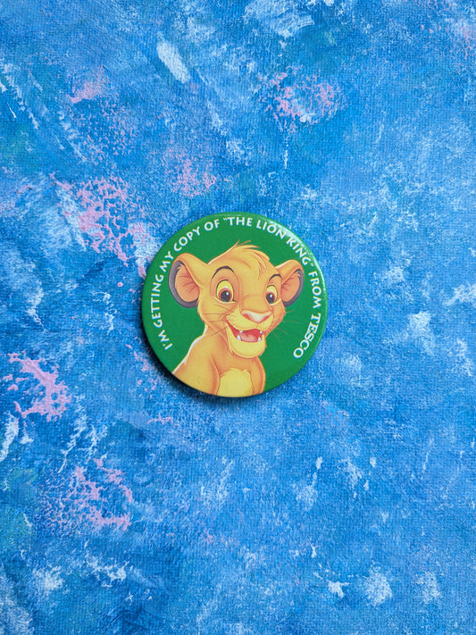 Vintage The Lion King Simba VHS Release Promo Badge - 1994 - Disney/Tesco