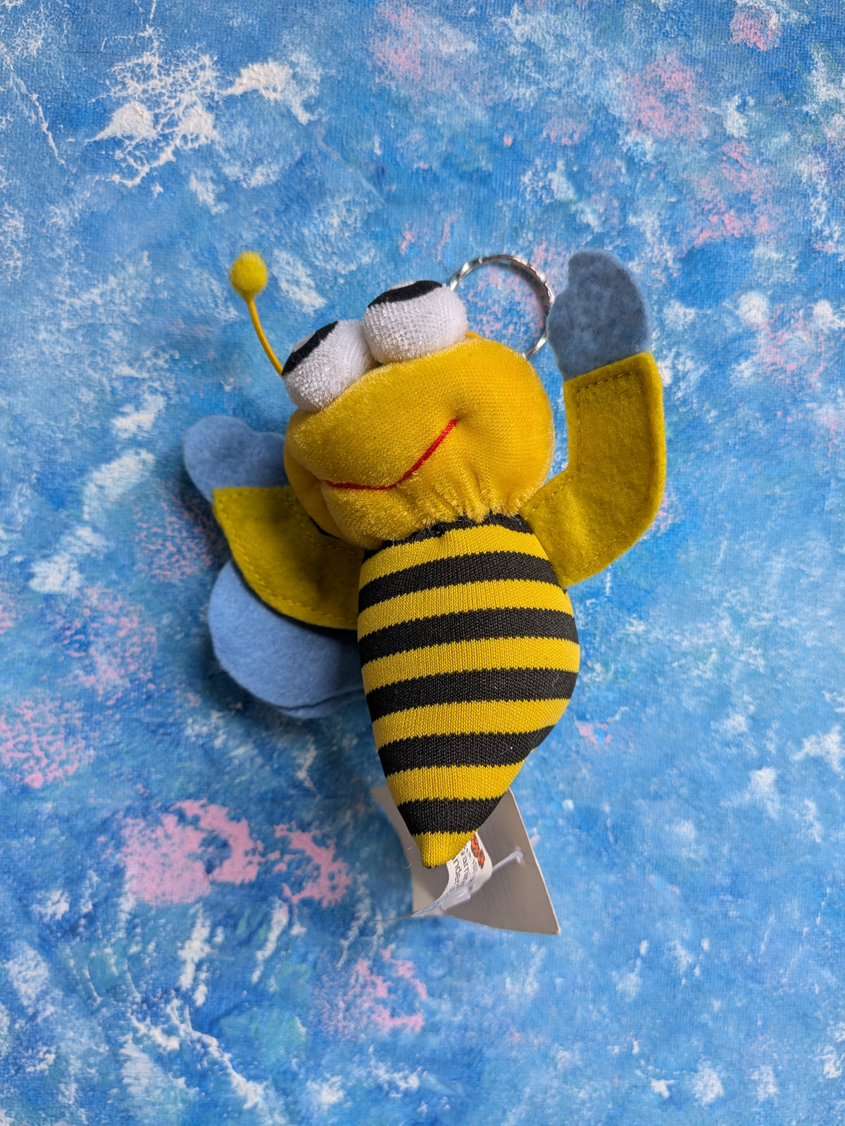 Vintage Plush/Soft Toy Wasp Keyring - PMS - 1990s Approx