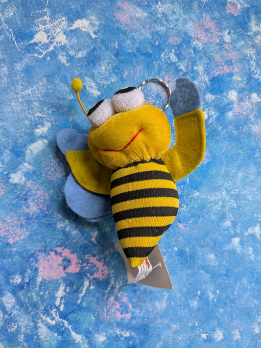 Vintage Plush/Soft Toy Wasp Keyring - PMS - 1990s Approx