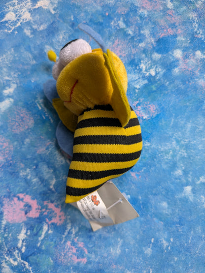 Vintage Plush/Soft Toy Wasp Keyring - PMS - 1990s Approx