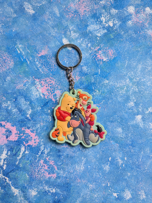 Vintage Winnie The Pooh and Friends Rubber Keyring - 1990s - Disney
