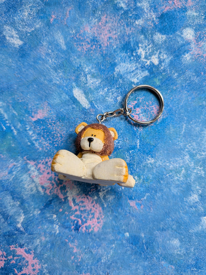 Vintage Small Resin Lion Cute Novelty Gift Keyring