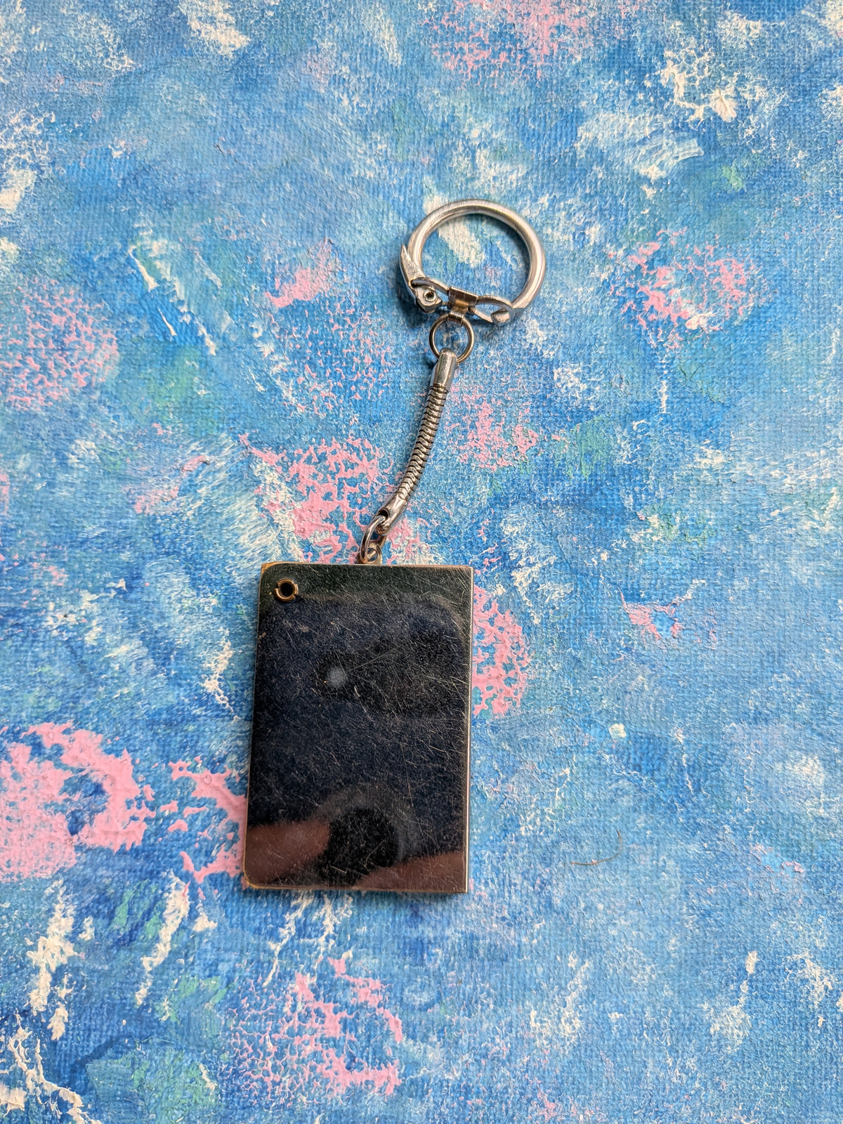 Vintage Metal Bird-Patterned Address Book Keyring/Keychain - 1970s Approx