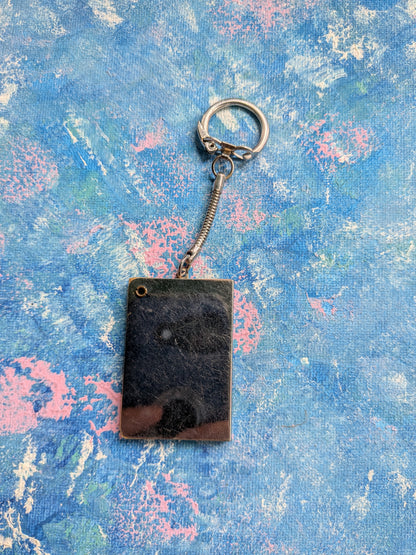 Vintage Metal Bird-Patterned Address Book Keyring/Keychain - 1970s Approx