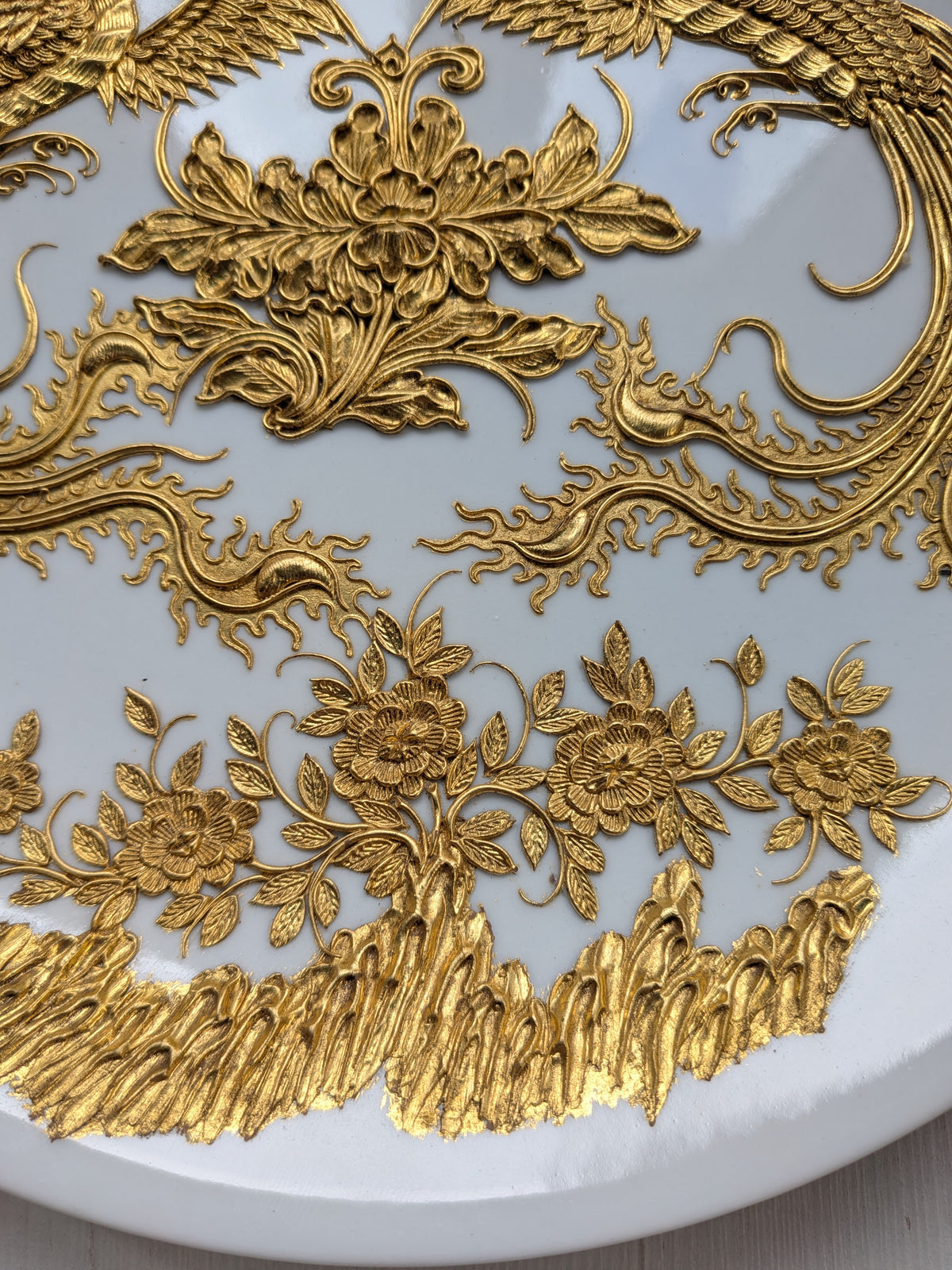 Vintage Rare Chinese Porcelain/Gold Gilt Phoenix Plate - People's Republic of China