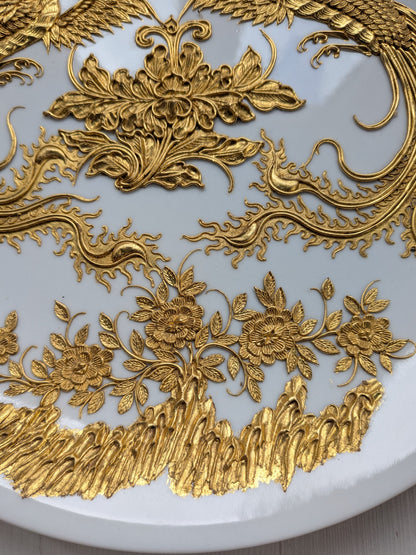 Vintage Rare Chinese Porcelain/Gold Gilt Phoenix Plate - People's Republic of China