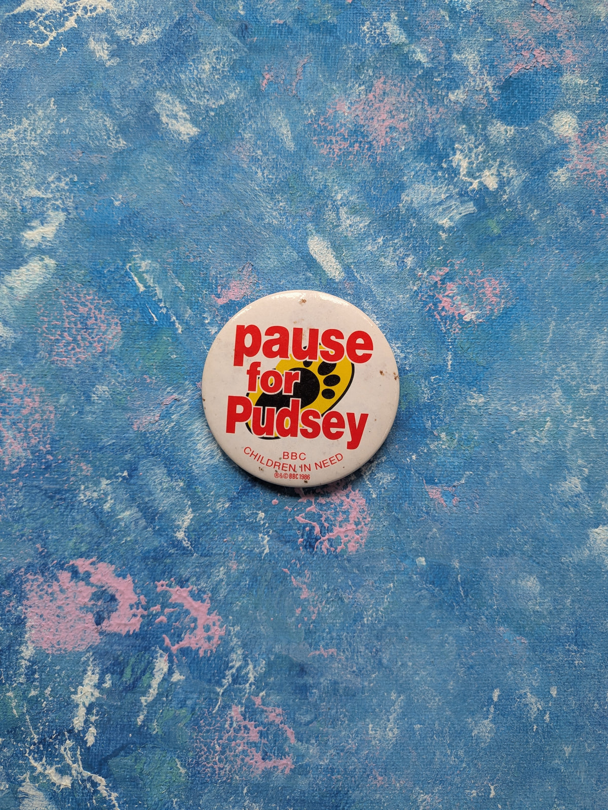 Vintage BBC Children In Need "Pause For Pudsey" Badge - 1986