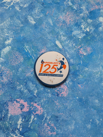 Vintage Sainsbury's 125th Anniversary Badge "125 Years of Quality & Service"