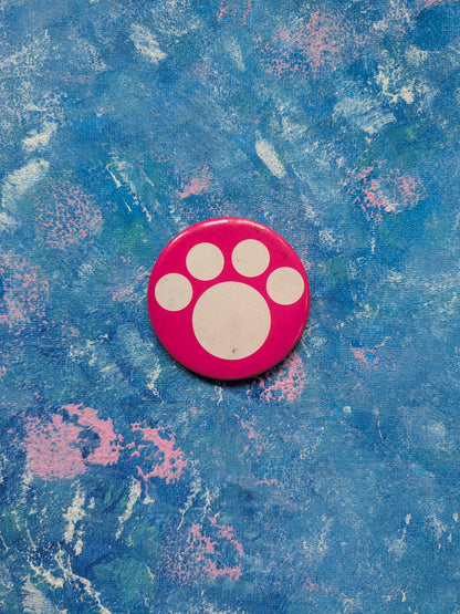 Vintage Pink Paw Print Cute Badge - Unbranded