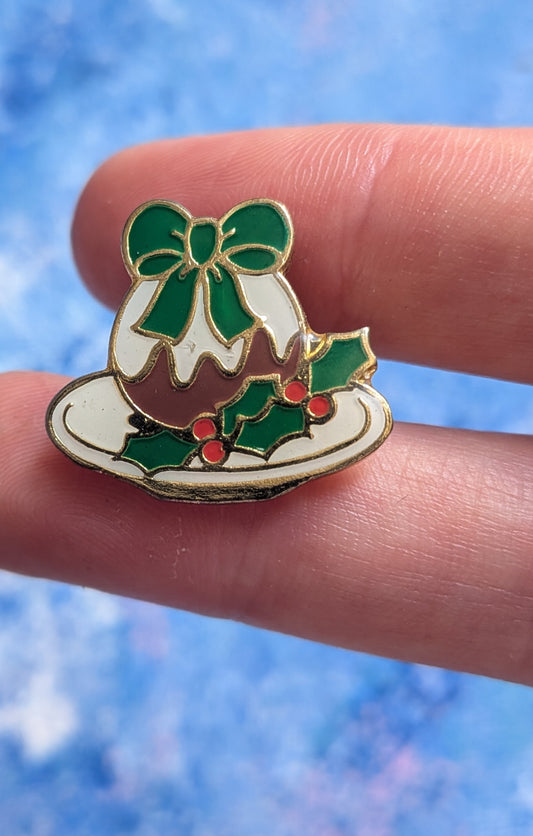 Vintage Christmas Pudding Enamel Pin Badge